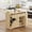 Natural, variant on Black Rattan Rolling Kitchen Island – Drop Leaf Table with Tilt-Out Trash Cabinet, 2 Doors, 2 Drawers, Spice Rack, 53.1" Wide Kitchen Cart