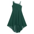 thumbnail image 4 of Miutii Kids Girls Sleeveless Chiffon Junior Bridesmaid Dresses Shiny Sequins Asymmetrical Hem Evening Army Green 8, 4 of 5