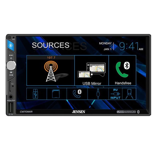 Receptor multimedia digital Jensen CM701MIR con pantalla táctil de 7"
