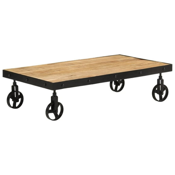 vidaXL Coffee Table with Wheels Furniture Living Room Solid Reclaimed Wood