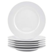Bestone Home 8" White Round Porcelain Salad Plates, Set of 6
