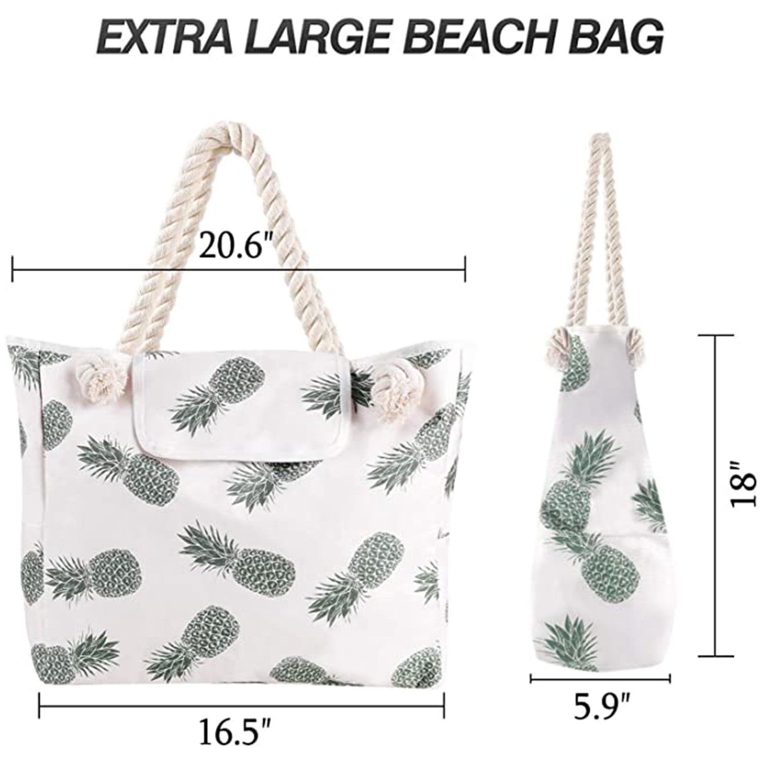 Extra Large Waterproof Canvas Beach Bag With 4 Inner Pockets Personalized Tote Bag Travel Handbag for Women Beach Travel Gym Swim Holiday Short Trip Weekend Getaway Overnight Gift for Friend Women