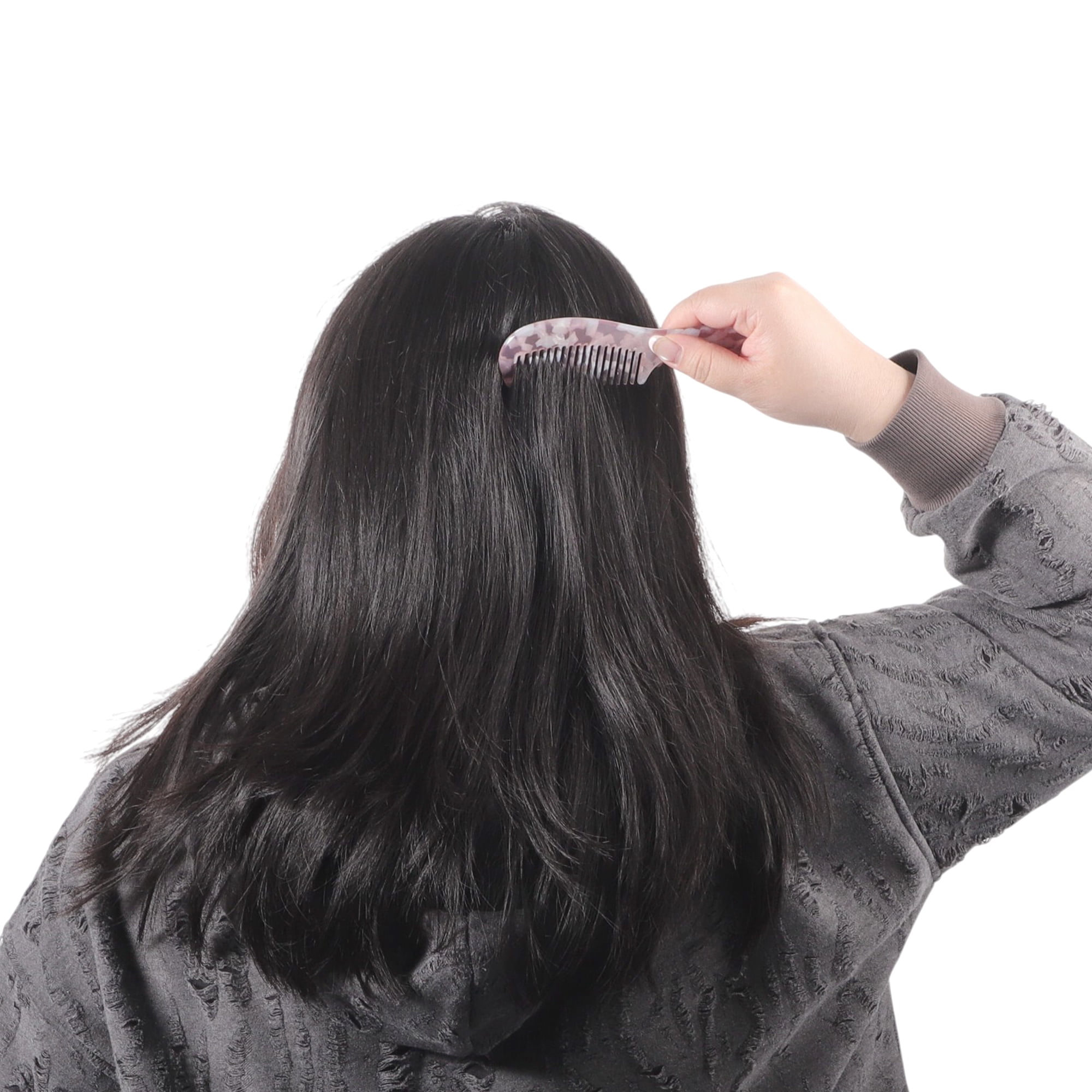 Unique Bargains Durable Marble Texture Large Tooth Comb 1 Pc Pink