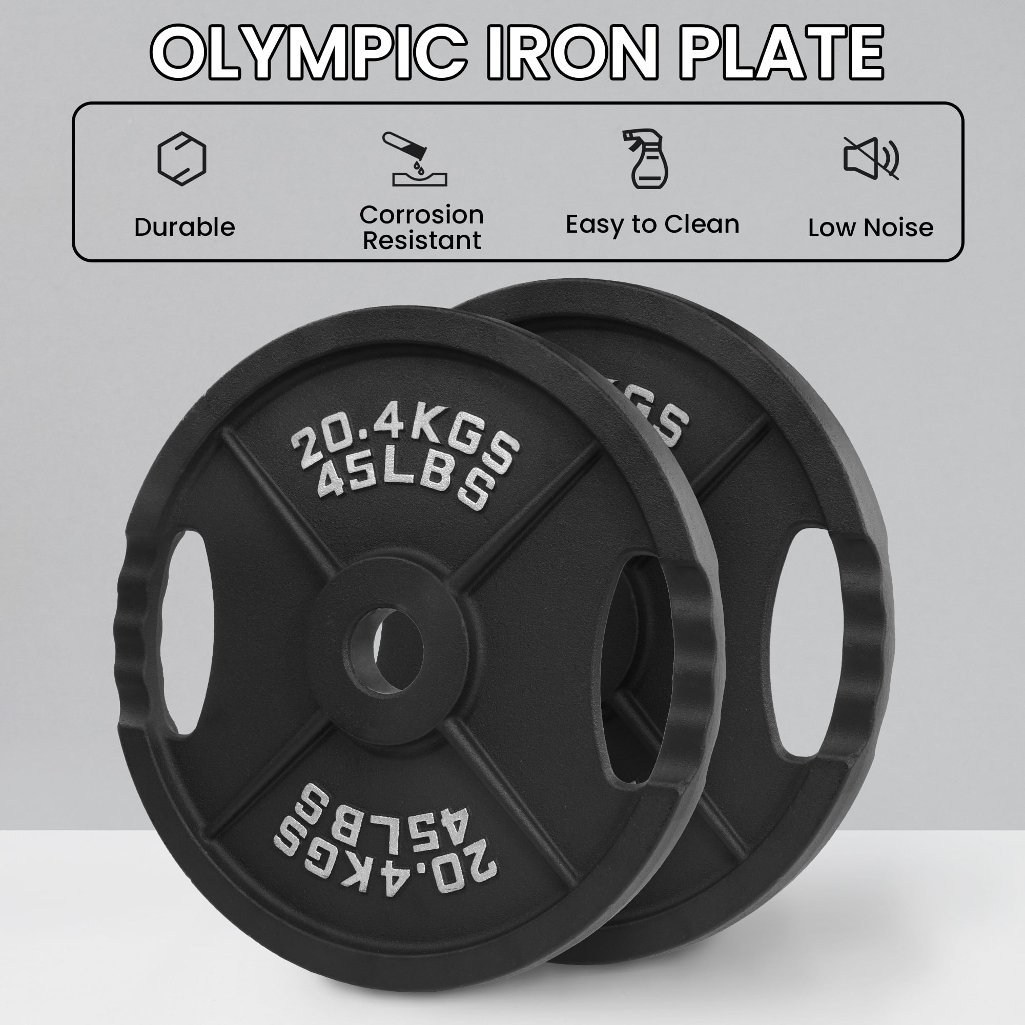 BalanceFrom Classic Cast Iron Weight Plates for Strength Training, 2-Inch, 45-Pound, Pair