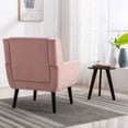 thumbnail image 3 of Soft Velvet Armchair Sofa, Velvet Upholstered Accent Chair with Black Legs and Armrest, Ergonomics Design Chair for Living Room Bedroom Indoor Home, Pink, 3 of 7