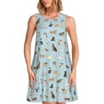 thumbnail image 1 of Balery Cartoon Doodle Puppy Vestidos de verano para mujer con estampado: vestido holgado sin mangas, vestido playero informal y cómodo para días calurosos., 1 of 7