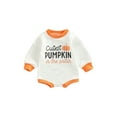 thumbnail image 2 of Infant Baby Boy Girl Halloween Outfit 3M 6M 12M 18M 24M Cutest Pumpkin Romper Sweatshirt Onesie Fall Long Sleeve Top Clothes, 2 of 9