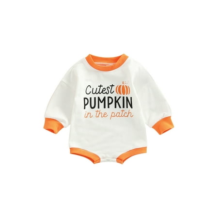 

Canis Newborn Girls Halloween Romper with Long Sleeves and Letter Print
