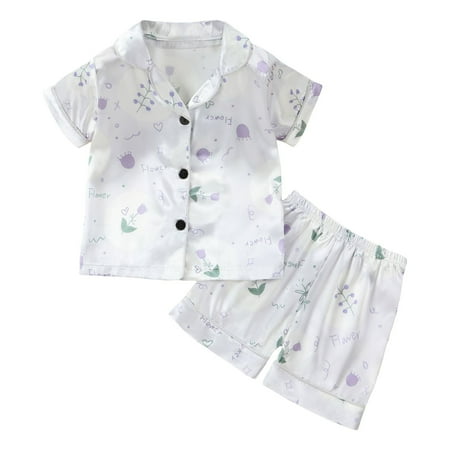 

Kid Toddler Girl Outfits Cute Baby Clothing Sets Boys And Suit Tracksuit Short Sleeve Indoor Short Sleeve Suit Summer Cartoon Pattern Suit Lovely Playwear Suits Light Purple 2-3 Years