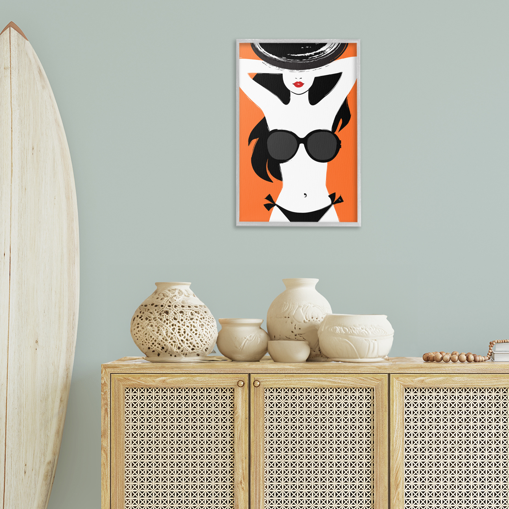 Stupell Industries Summer Vibes Girl Coastal Painting Gray Framed Art Print Wall Art, 16 x 24