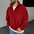 thumbnail image 2 of Miluxas Men's Quarter Zip Pullover Mock Neck Lightweight Sweatshirt Long Sleeve Polo Shirt Business Casual Pullover Top Red, 2 of 7