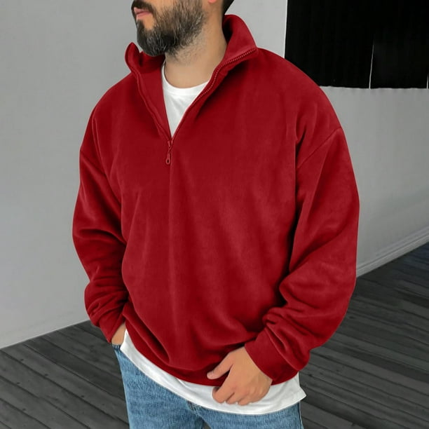Blusa y camisa de manga larga con cuello alto para hombre, informal, a la moda, lisa, con cuello alto, sudadera de manga larga, blusa de poliéster para hombre