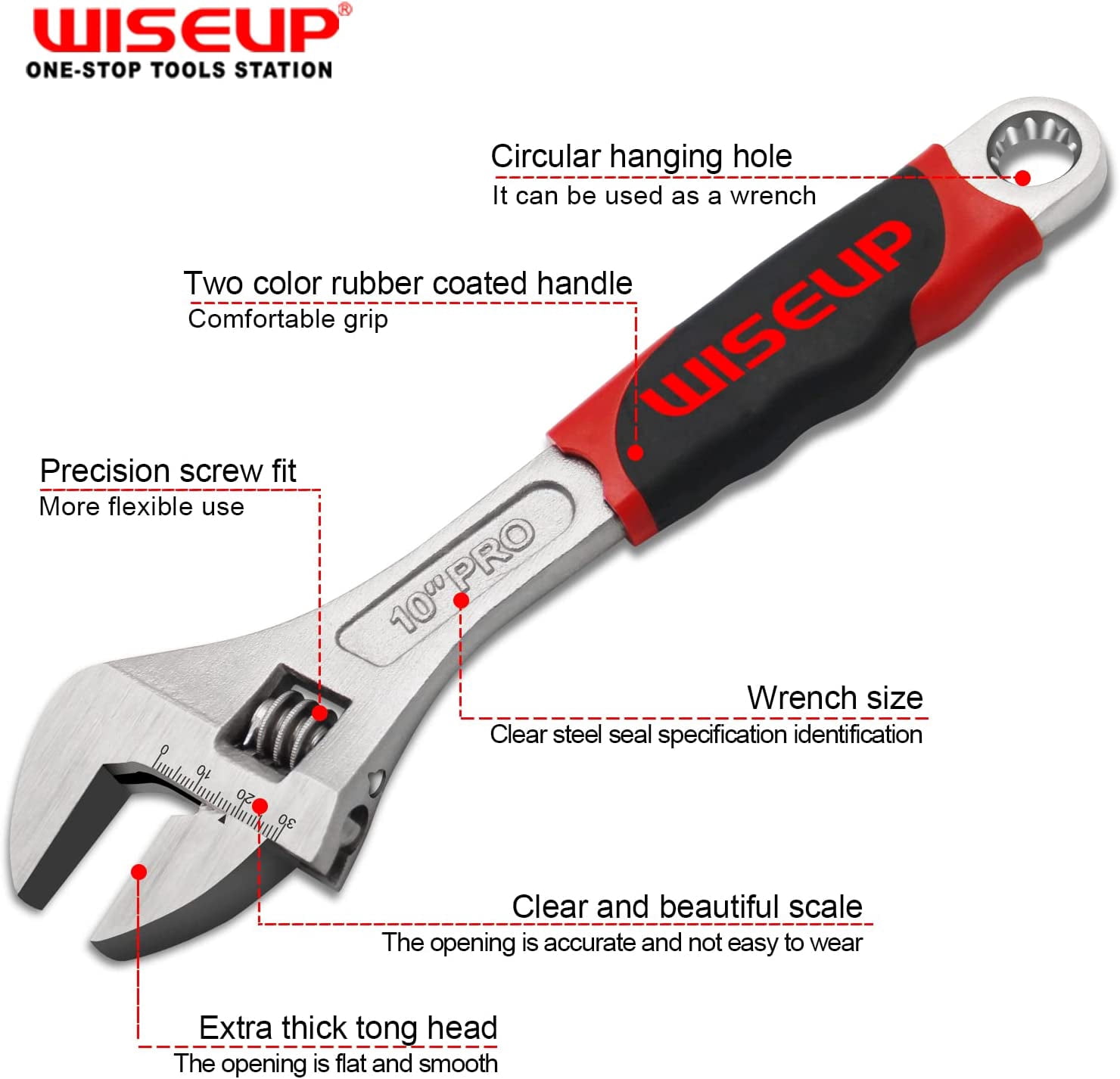 MKEUDQ-Professional Adjustable Wrench 12 Inch Cr-V Forged Industrial Grade Hand Tools Wrench Set With Anti-Slip Grip Large Adjustable Wrenches