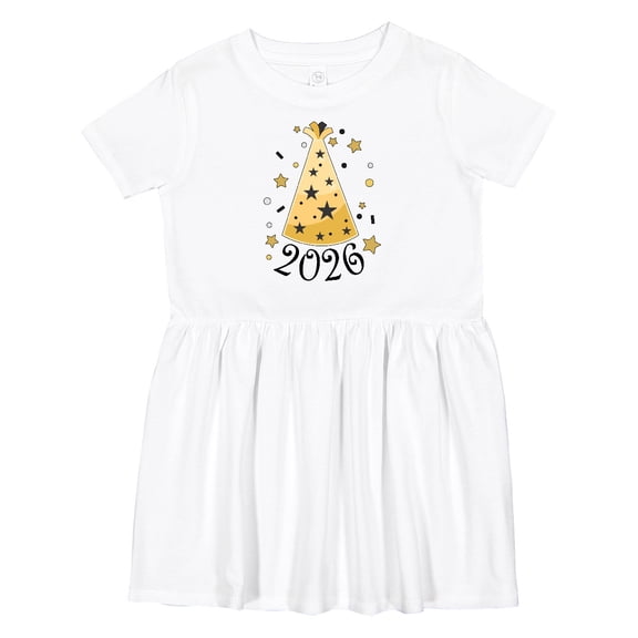 Inktastic New Year 2026 Party Hat Girls Toddler Dress