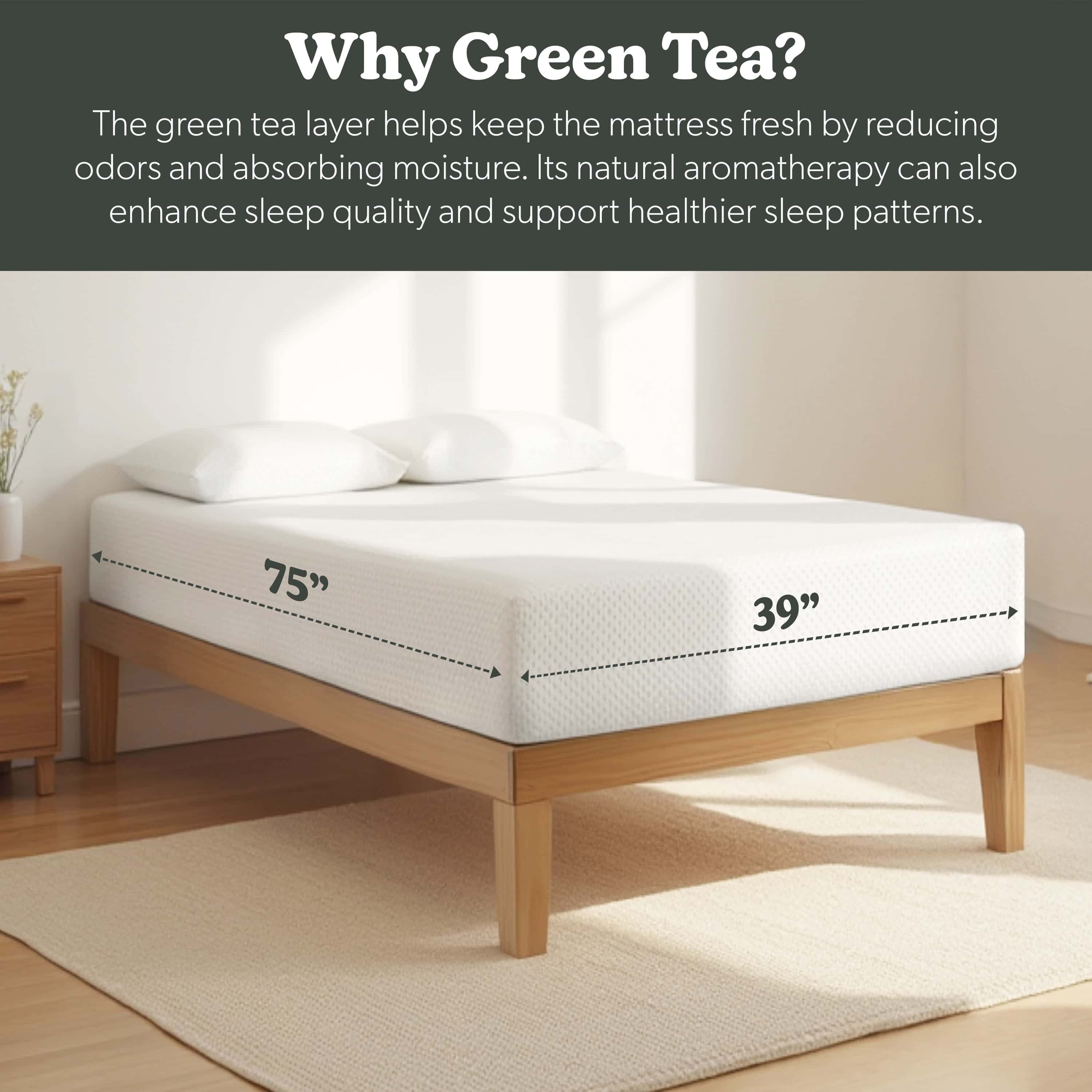 Hearth & Harbor 10" Twin Mattress in a Box, Cooling Memory Foam Mattress Twin, CertiPUR-US Certified, Fiberglass Free