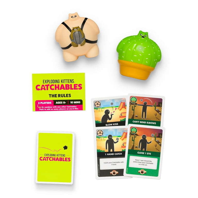 Exploding Kittens Catchables 2-Pack Cat Wearing Cat and Cactus Fun