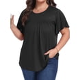 thumbnail image 3 of OutfitShow Plus Size Womens Tops Crew Neck Casual Tunic Short Sleeve Shirts Floral Blouses Loose Summer Tops, 3 of 7