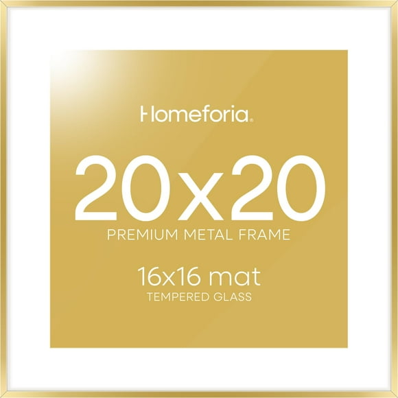 Marco de fotos Homeforia Gold Metal 20 x 20 cm con vidrio templado