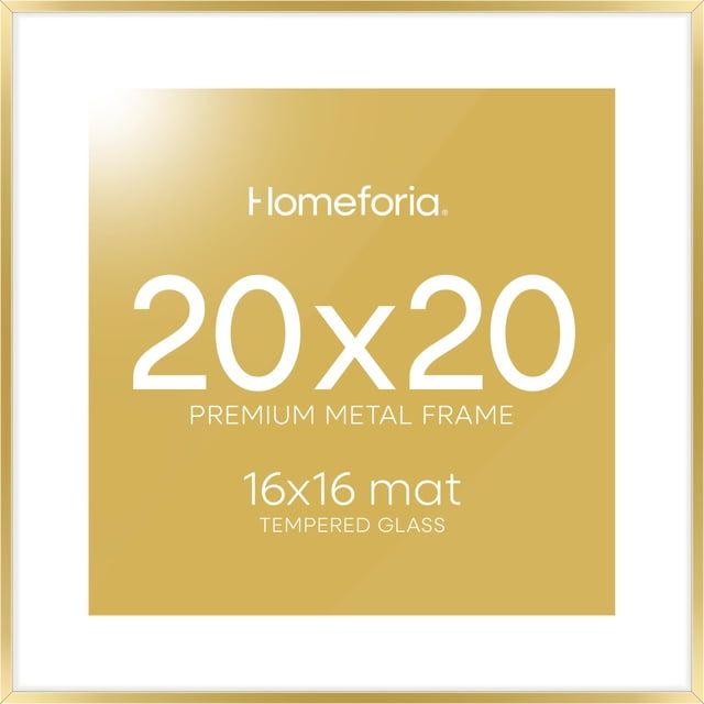 Marco de fotos Homeforia Gold Metal 20 x 20 cm con vidrio templado