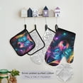 thumbnail image 5 of Rainbow Color Wolf 5 Pcs Kitchen Set Heat Resistant Oven Mitts and Non-Slip Pot Holders with Adjustable Cooking Apron, 5 of 6