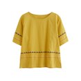 thumbnail image 4 of Blusa holgada de mujer con rayas bordadas y mangas cortas, camisetas vintage, 4 of 8