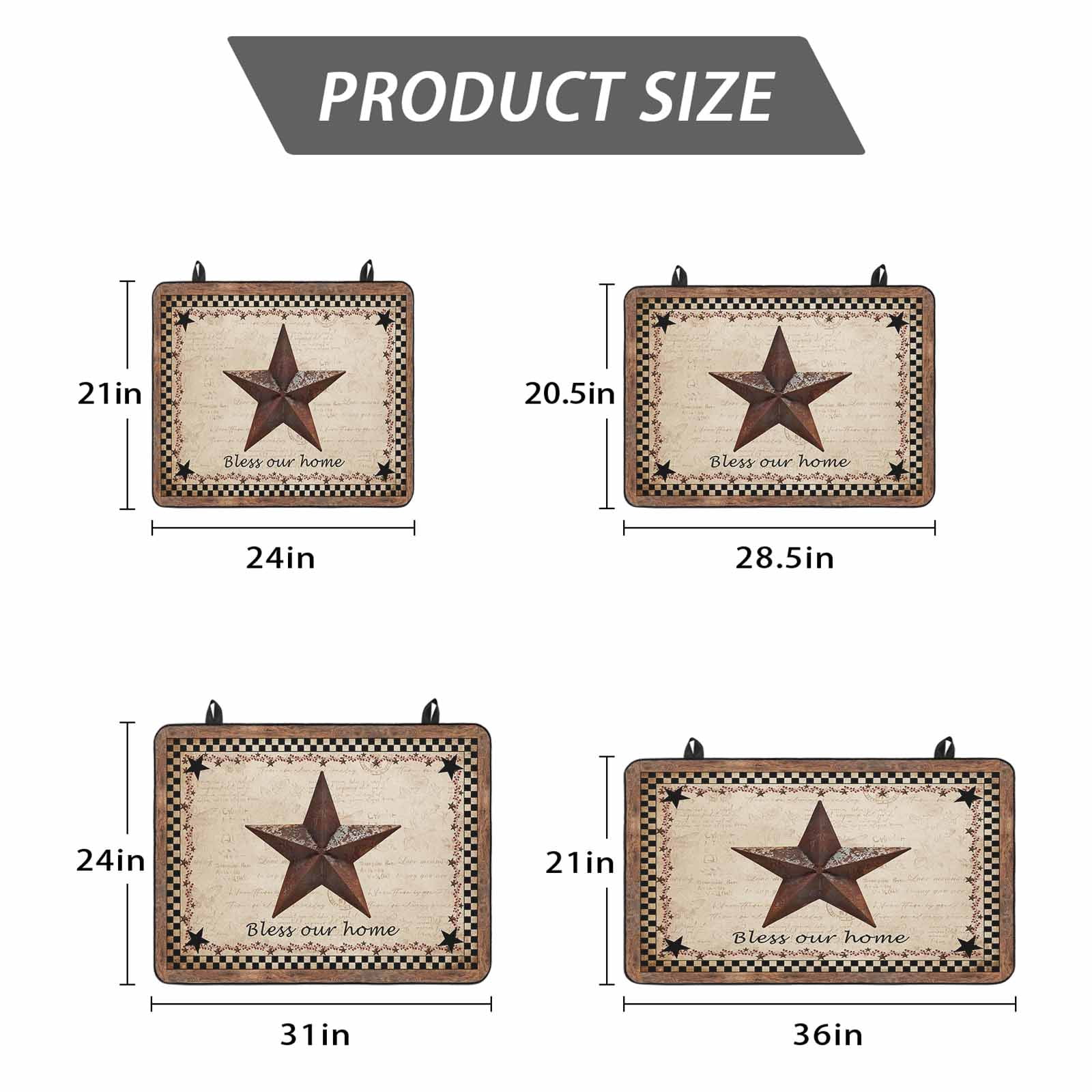 Western Star Brown Stove Top Cover for Electric Stove, Heat-proof & Non Slip Glass Top Stove Cover Protector, Texas Stars Retro Farmhouse Buffalo Plaid Kitchen Flat Cooktop Rubber Mat 24x21 Inches