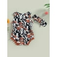 thumbnail image 4 of Suealasg Western Infant Baby Girls Outfits Sleeveless Crew Neck Cow Print Tasseled Balls Romper with Bowknot Hairband 2Pcs Summer Clothes Set 0-18M, 4 of 9