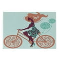 thumbnail image 3 of Floral Cutting Board, Flower Arrangement Silhouette of a Long Hair Girl on Bicycle Illustration, Decorative Tempered Glass Cutting and Serving Board, Small Size, Coral and Seafoam, by Ambesonne, 3 of 5