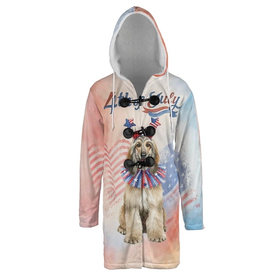 4th of July Afghan Hound Celebrates Independence Day All Over Print 3D Hooded Duffle Toggle Coat Dog Lover - 12010