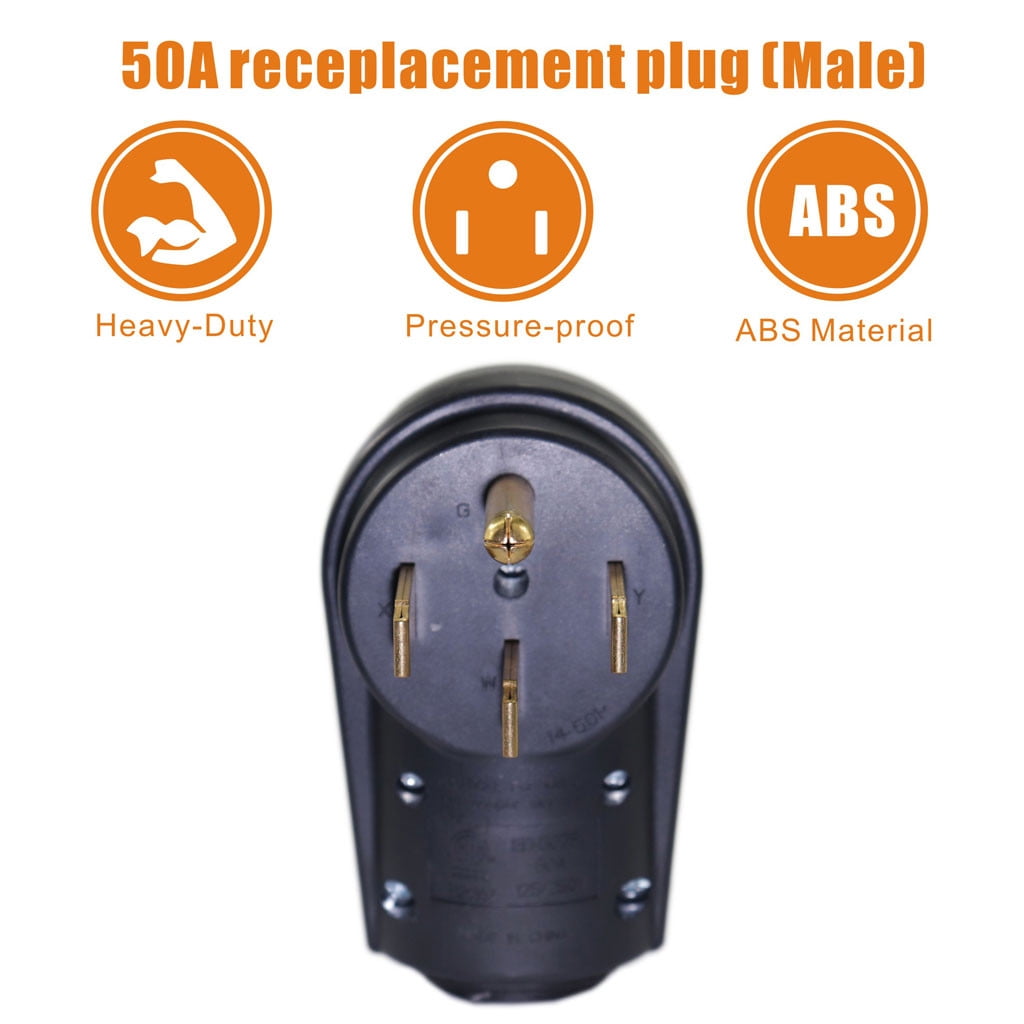 RV 50 AMP Male Replacement Power Cord Plug Heavy Duty Black w/ Handle