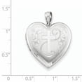 thumbnail image 3 of 925 Sterling Silver 24mm Cross Heart Locket Pendant Charm Religious, 3 of 7