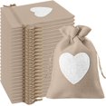 thumbnail image 1 of 24pccs Heart Pattern Bags In Jute Canvas Pockets 10*14cm, For Jewelry Boxes Wedding(white), 1 of 5