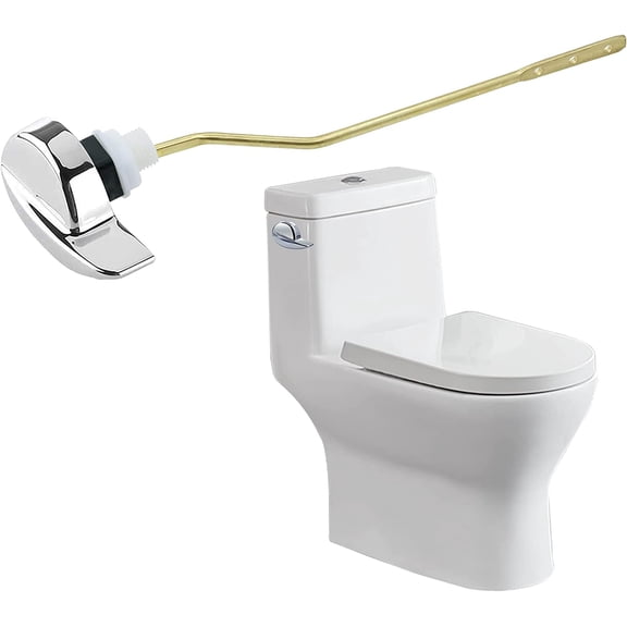 Metal Toilet Handle Replacement Kit Universal Side Mount Fit, Toilet Lever Compatible with American Standard/Glacier Bay/Gerber, Toilet Flush Handle with Flapper Chain, Chrome