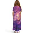 thumbnail image 2 of Uourmeti Girls Casual Dresses Swing Purple Dragon Flower Printed Short Sleeve Loose Maxi Dresses for Birthday Party, Kindergarten, Daily Wear, Size 7-8 Years, 2 of 7