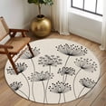 thumbnail image 2 of Round Rug 6Ft Washable Non-Slip, Farmhouse Dandelion Circle Area Rugs for Living Room Bedroom, Spring Modern Country Flower Black Beige Indoor Floor Mats Carpet Runner for Home Decor Aesthetic, 2 of 8