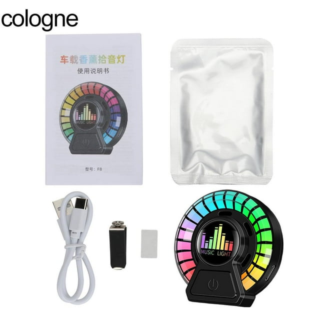 SharkTRUE Lampe de Ramassage de Son, Lampe Ambiante Rythmique Magnétique RGB, Lumière Led Rythmique Musicale pour Voiture, Kit de Lumière Intérieure RGB Dynamique, Lampe de Parfum RGB Ronde Lumières d'Ambiance Veilleuses pour Voiture, Gaming, m