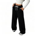 thumbnail image 3 of FYDUU Girls Wide Leg Pants Breathable Pants for Kids Comfortable Casual Trousers for Girls Relaxed Fit Bottoms Elastic Waist Pants Casual Pant 13-14 Years, 3 of 3