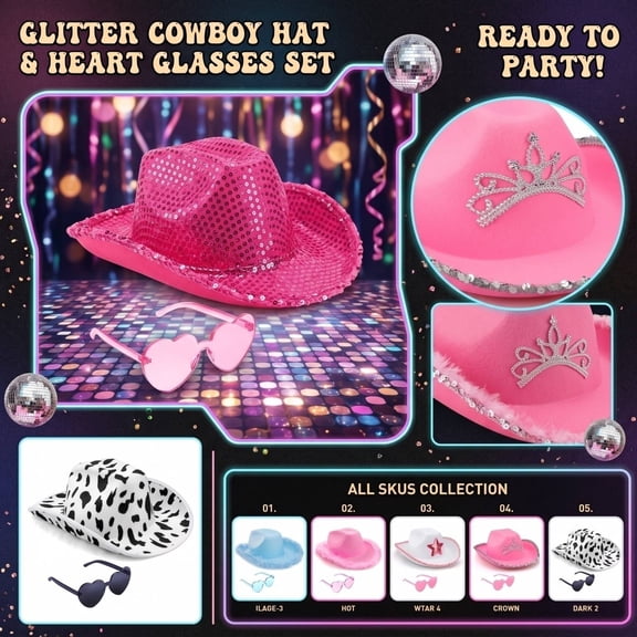 LNZGNM Cowboy Hat for Men Women, Western Silhouette with Wide Brim, Sturdy and Rugged for Western Parties,Light pink(One Size)