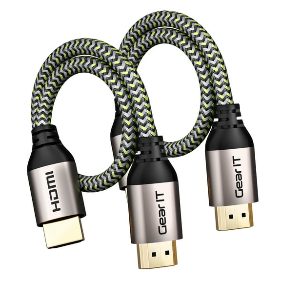 GearIT HDMI Cable (2-Pack / 0.75ft / 0.22m) High-Speed HDMI 2.0b, 4K 60hz, 3D, ARC, HDCP 2.2, HDR, 18Gbps - Nylon Braided Cord