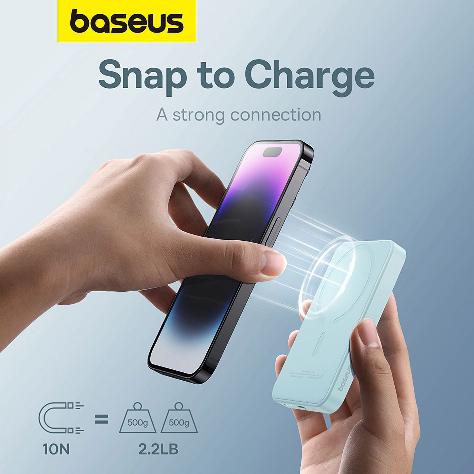 Baseus Magnetic 5000mAh Power Bank, Wireless Portable Charger for iPhone 17/16/15/14, Fast Charging Battery Pack, Blue