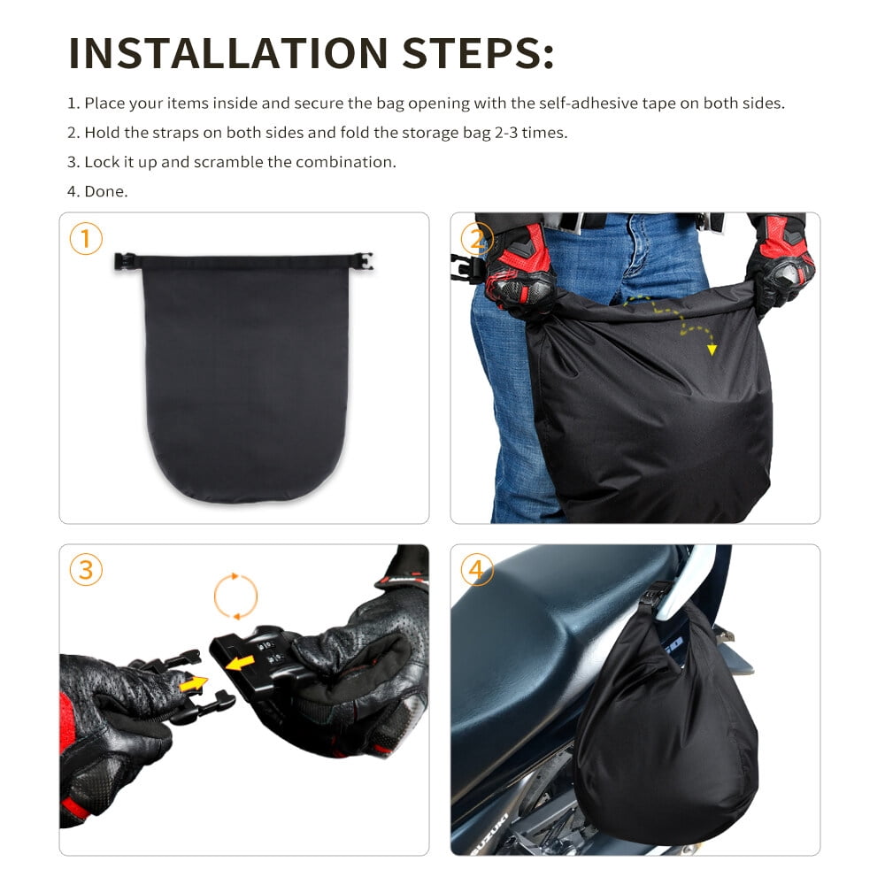 Motorcycle Helmet Bag, Foldable Waterproof Oxford Fabric Helmet Storage Bag with Combination Lock 30L Large Capacity Helmet Bag, Black