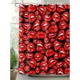 thumbnail image 2 of Fsddascl Valentine's Day Shower Curtain Set - Small 36" x 72" Washable Bathtub Curtain with 12 Hooks, Fashion Romantic Red Woman Lips Black Waterproof Fabric Stall Shower Curtains for Bathroom, 2 of 6