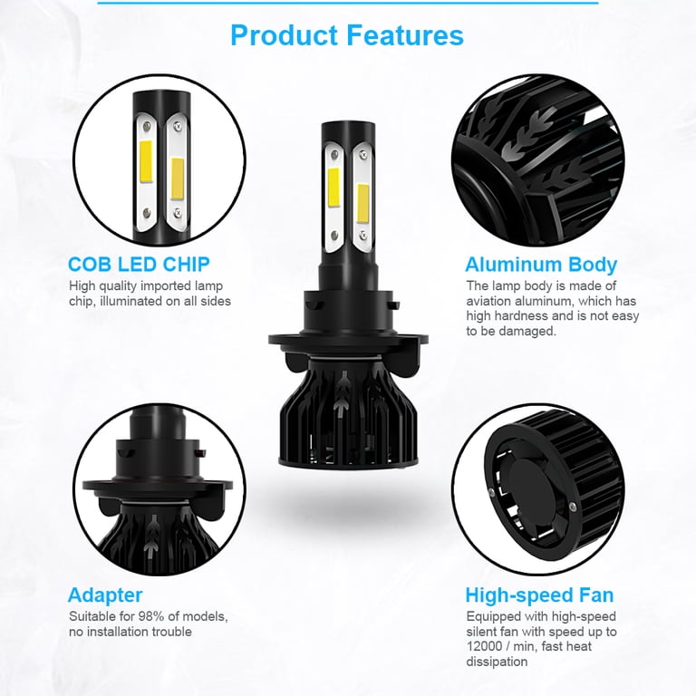 9008 H13 LED Headlight Bulbs Hi-Low Beam for Dodge Ram 1500 2500 3500