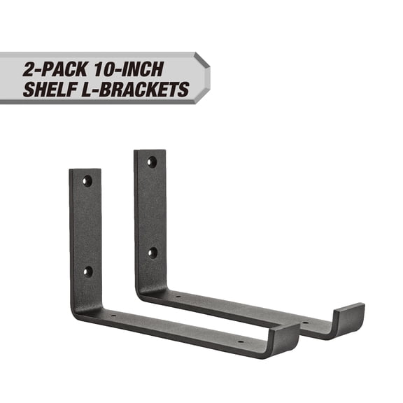 Hyper Tough 2-Pack L-Shape Shelf Bracket, Black