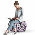 thumbnail image 2 of Modern Pouf Cover with Zipper, Paintbrush Blots Drawn by Hand, Soft Decorative Fabric Unstuffed Case, 30" W X 17.3" L, White Dark Grey Fuchsia, by Ambesonne, 2 of 5
