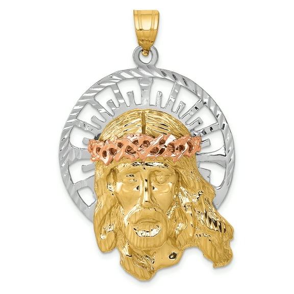 14k Gold Tri-Color Jesus Charm Pendant