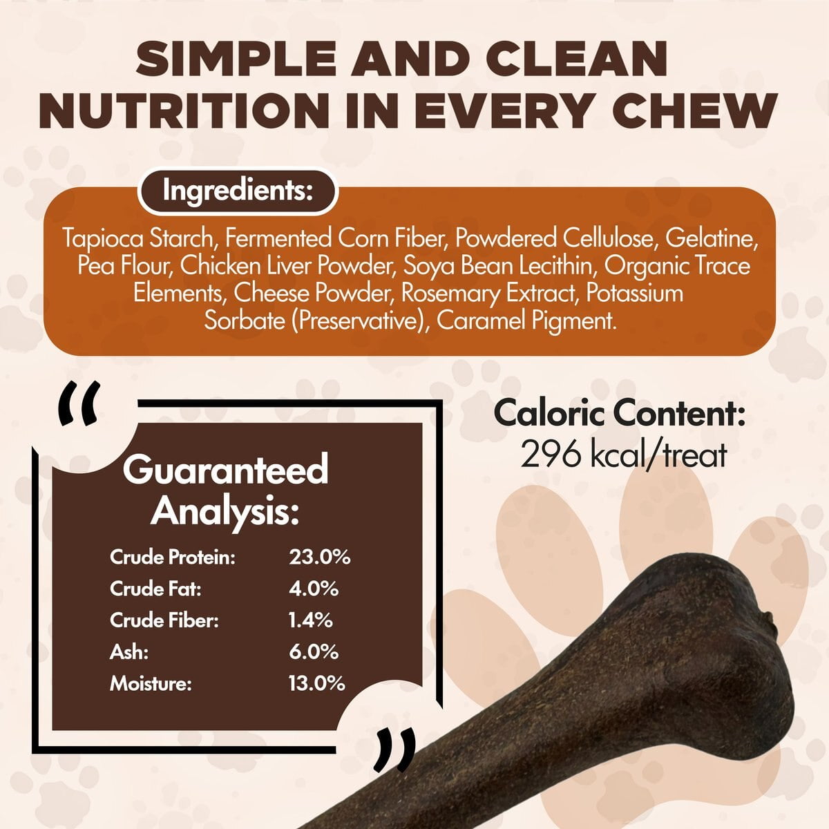 Scoochie Pet Chewka Bacon Flavored Plant-Forward Fully Digestible Dog Chew Bone, Medium, 6CT