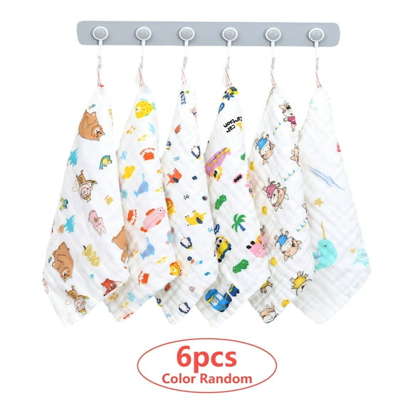 AUQ Baby Wash Cloths, Soft Cotton Newborn Bath Essentials, Absorbent Baby Wash Cloths, 6-Pack