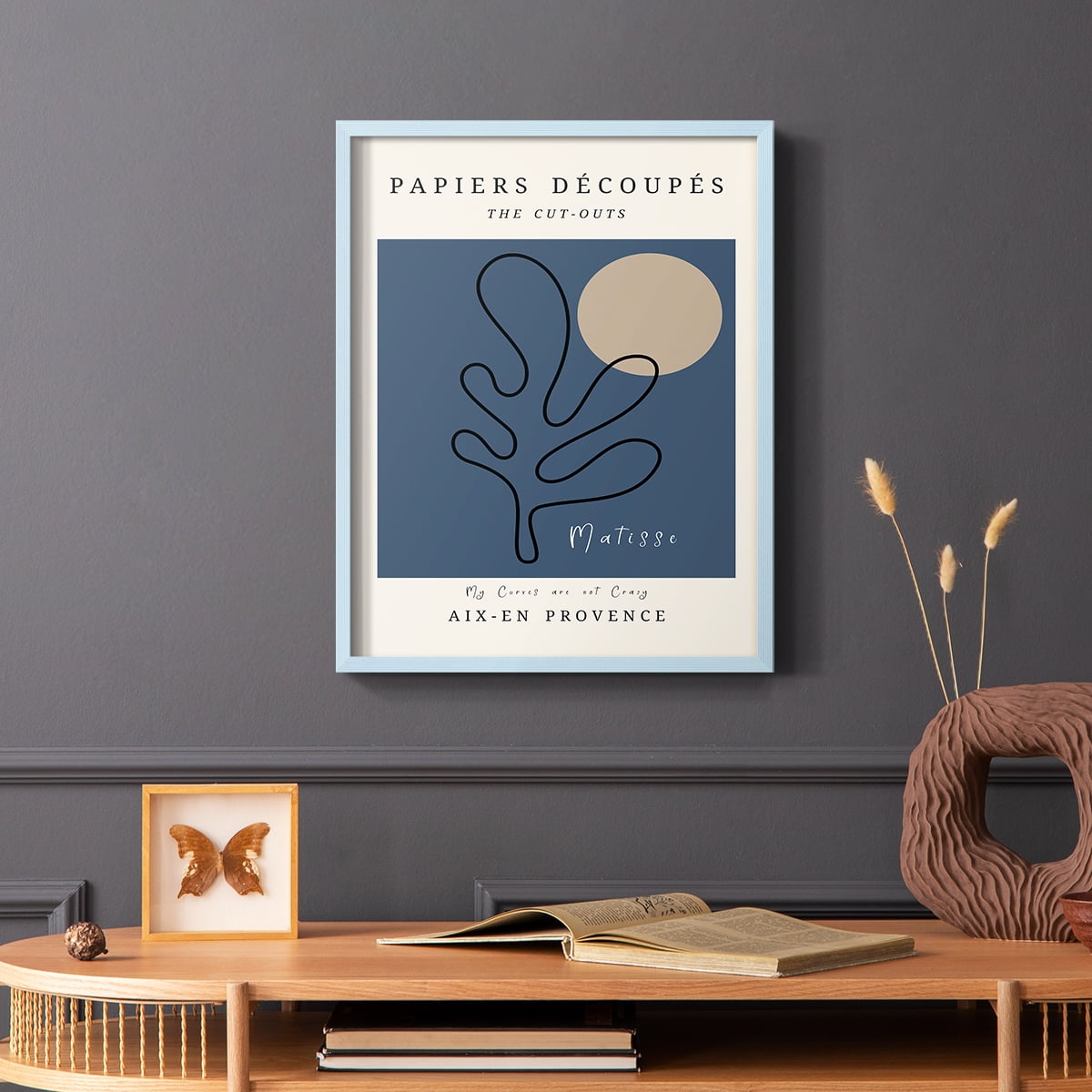 Matisse CCCLXXII in Blue Solid Wood 22 x 28 Framed Print