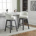 thumbnail image 2 of GDF Studio Elegant 360° Swivel Bar Stools with Button-Tufted Backrest & Solid Wood Frame, Set of 2, Black+Beige, 2 of 13
